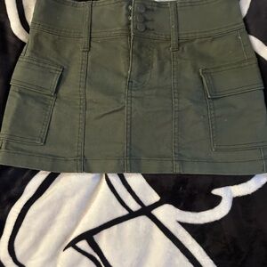#178 Vanilla Star Army Green Skirt with Button Accents